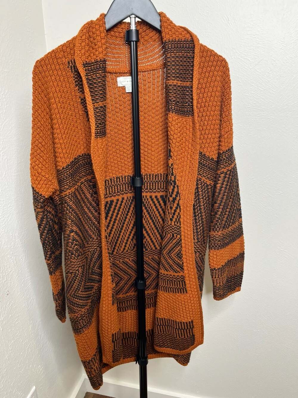 Lucky Brand Geometric Print Knit Cardigan Sweater | Boho Retro Style